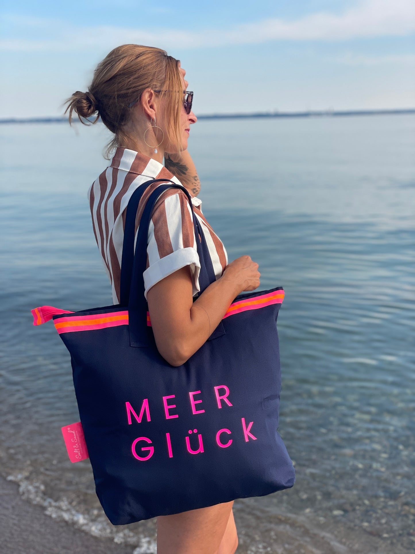 Canvas Shopper Tasche blau MEER Glück