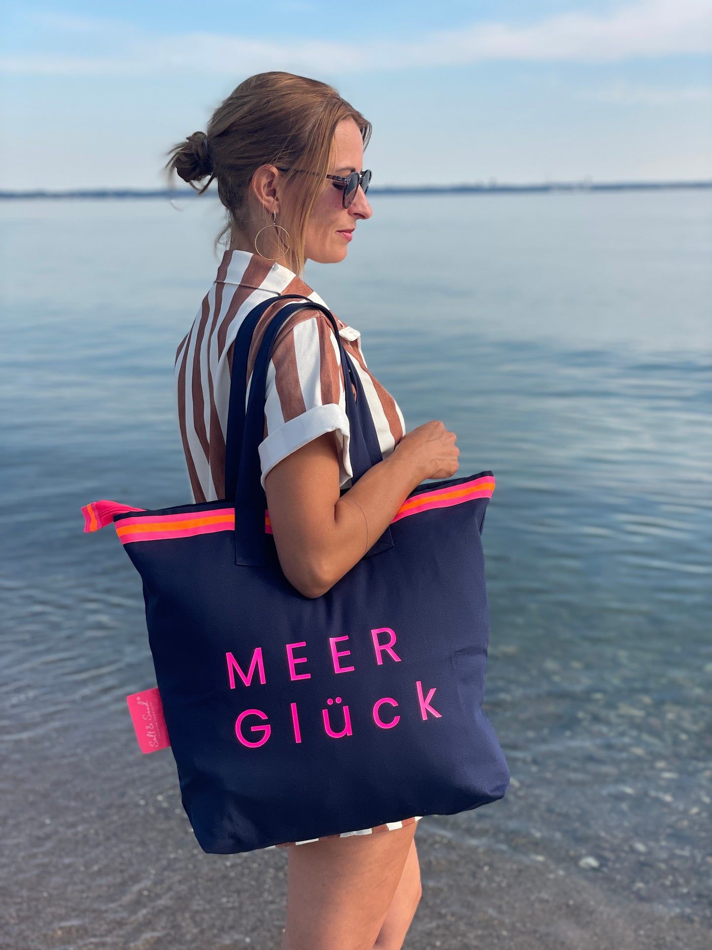 Canvas Shopper Tasche blau MEER Glück