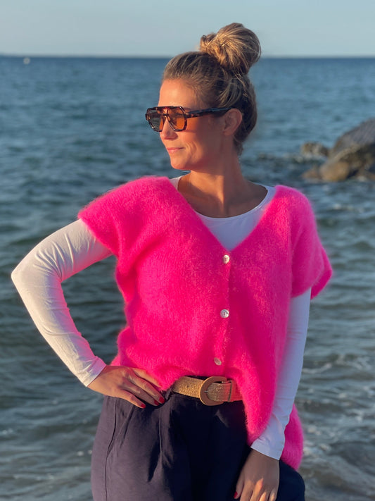 Kurzer Cardigan – 80 % Kid Mohair - Pink
