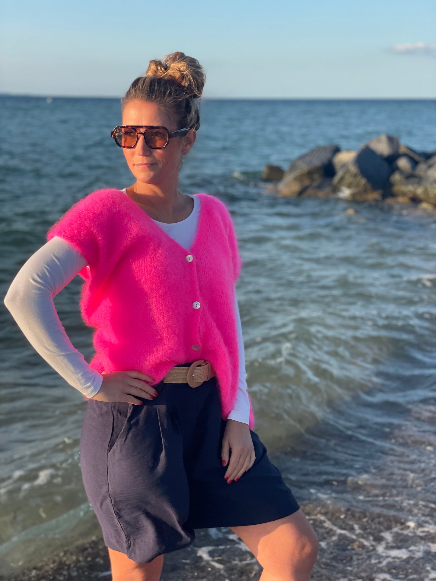 Kurzer Cardigan – 80 % Kid Mohair - Pink