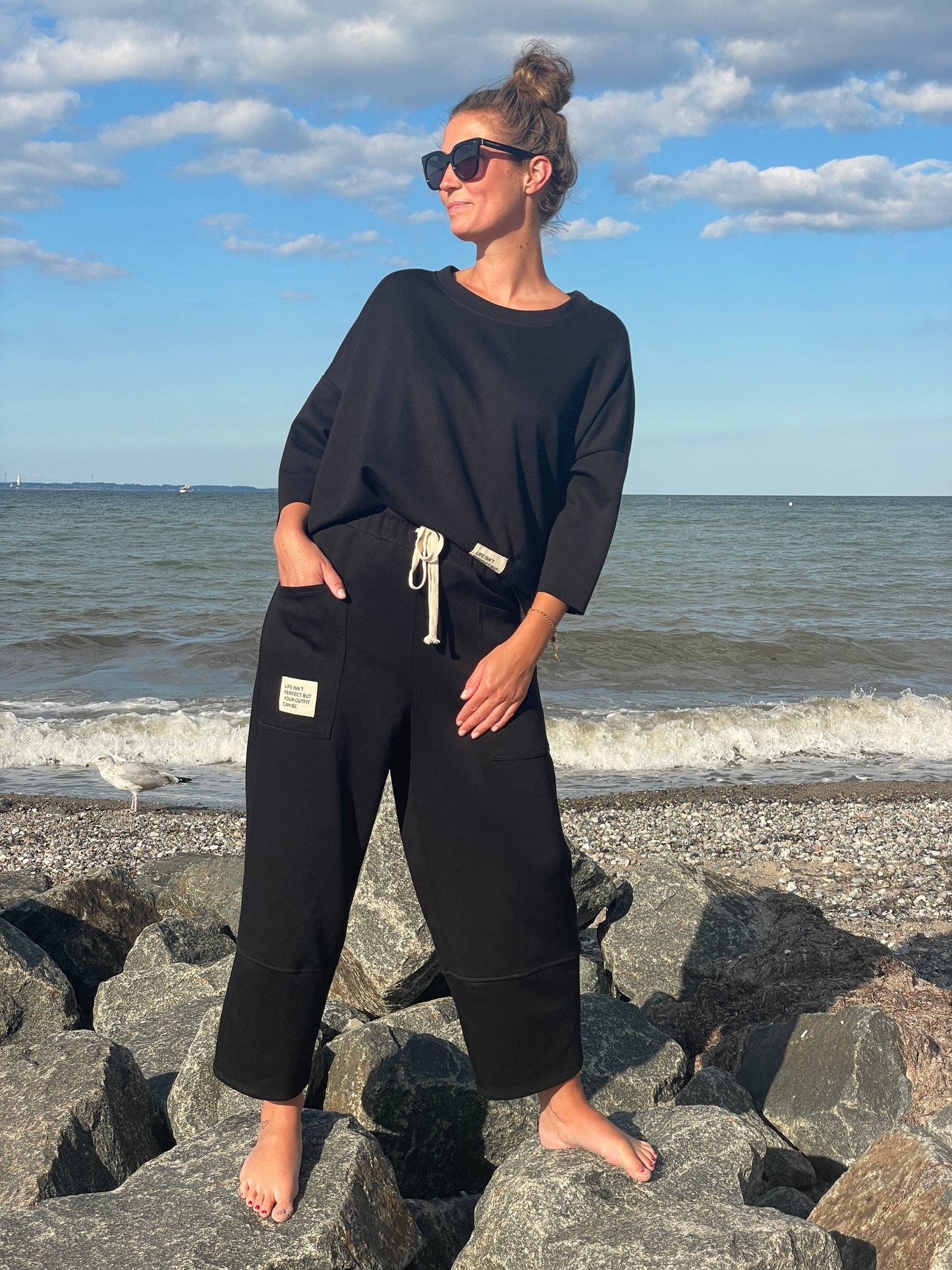 Cosy Zweiteiler aus Viskose schwarz