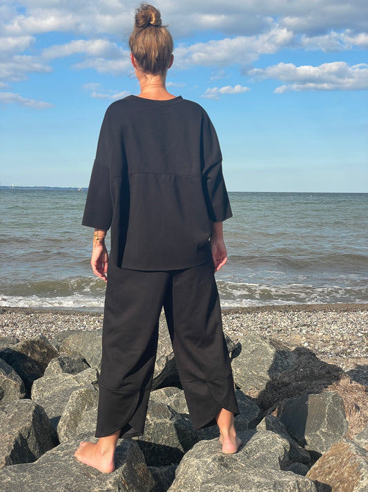 Cosy Zweiteiler aus Viskose schwarz