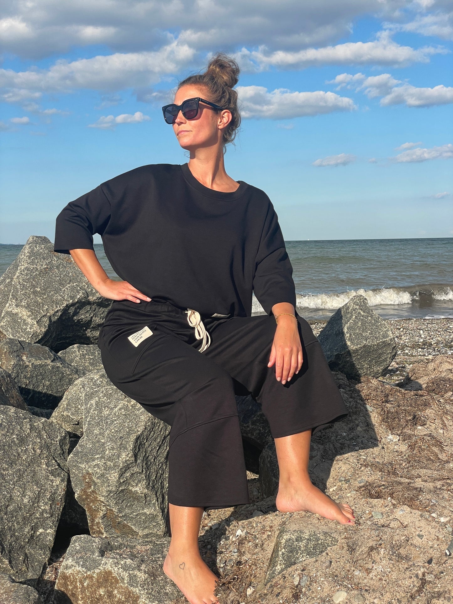 Cosy Zweiteiler aus Viskose schwarz