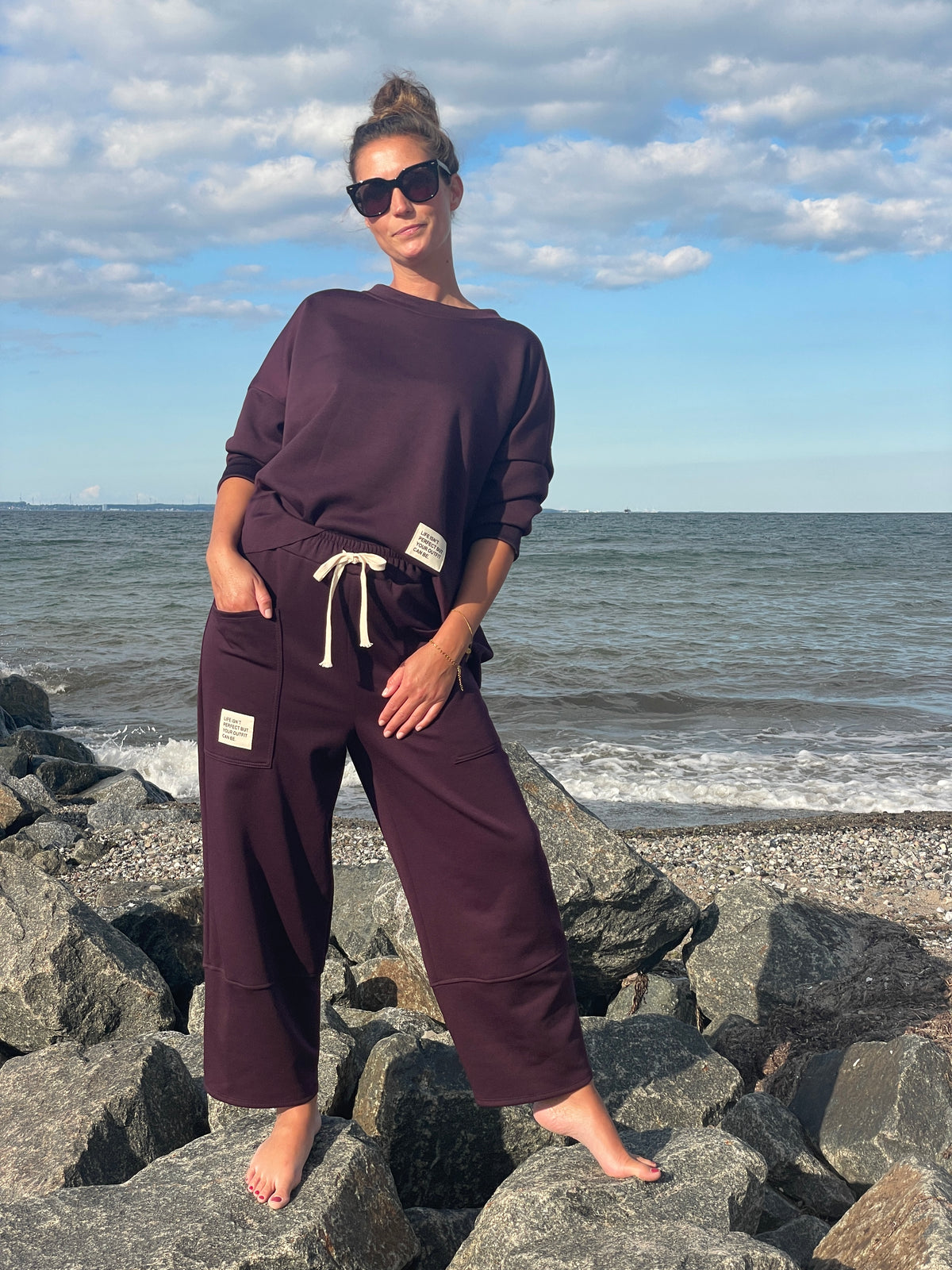 Cosy Zweiteiler aus Viskose Bordeaux
