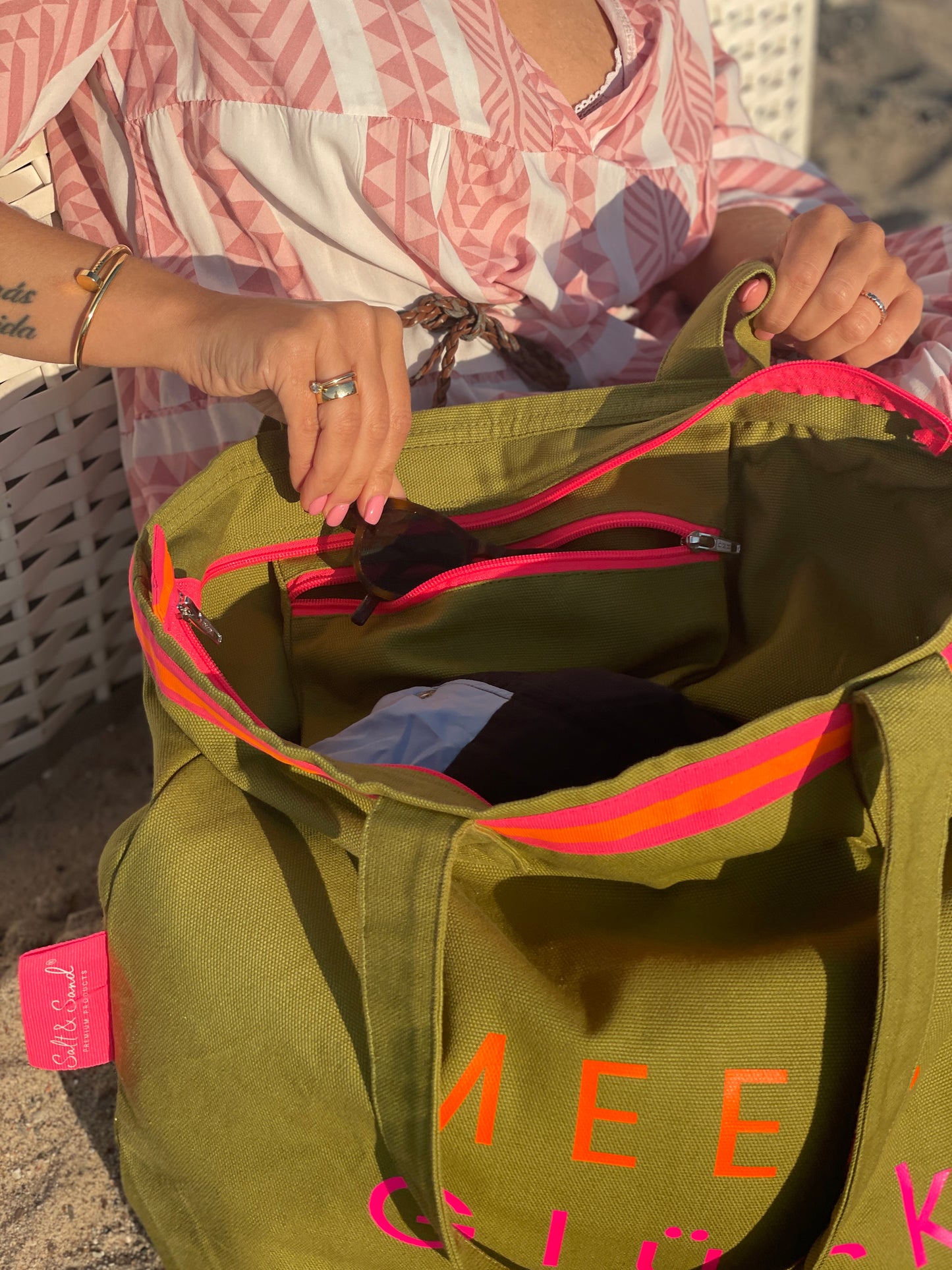 Canvas Shopper Tasche oliv MEER Glück