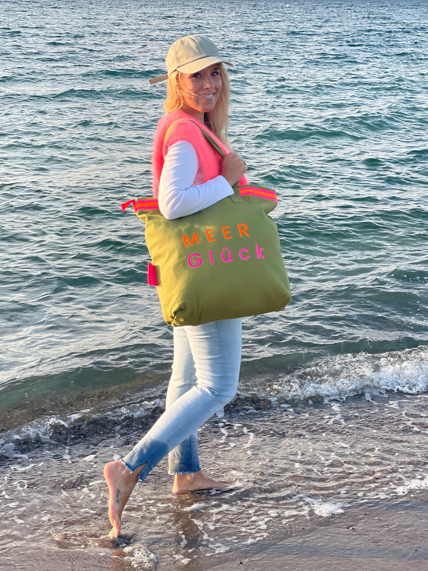 Canvas Shopper Tasche oliv MEER Glück