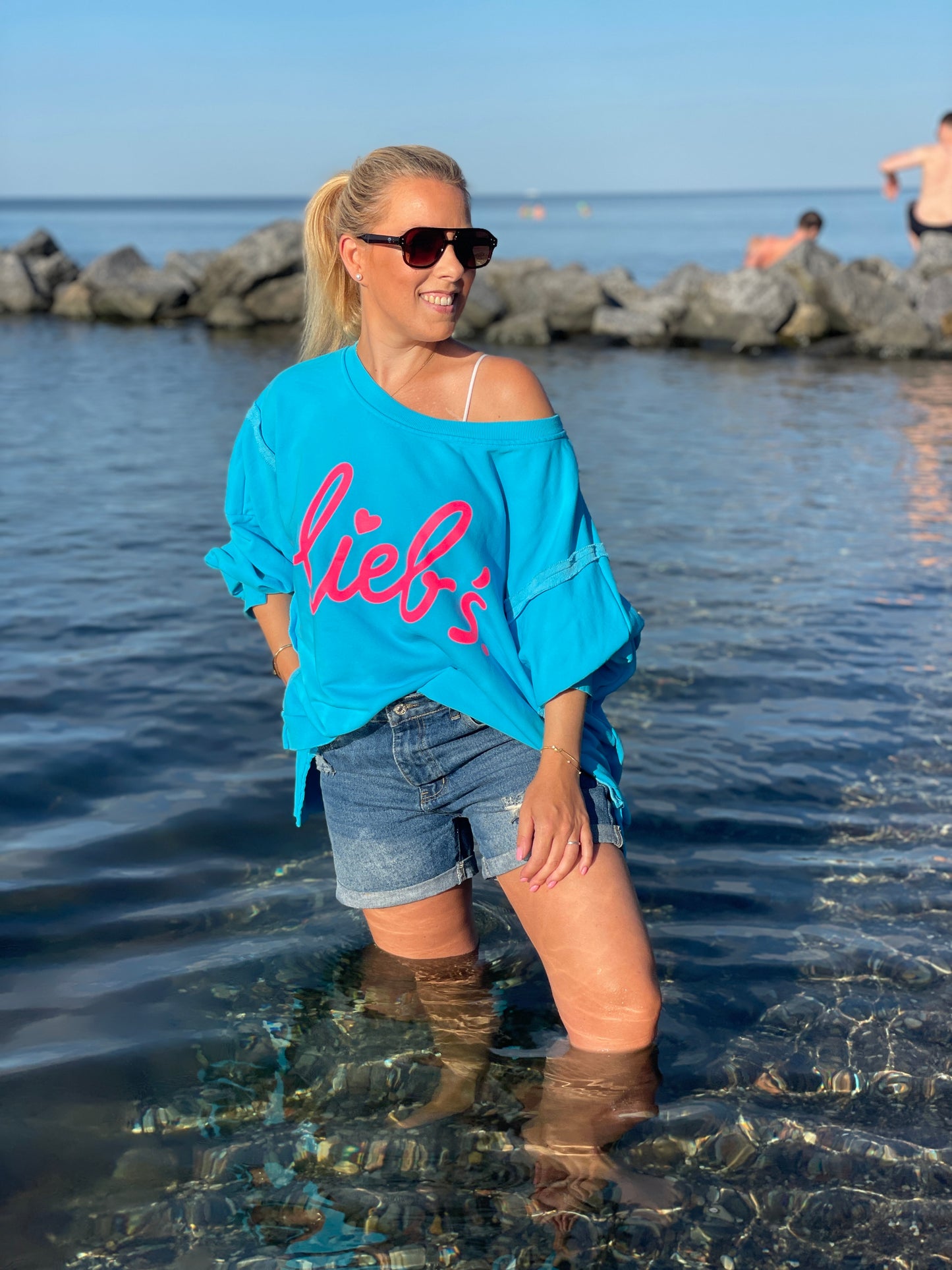 Cozy Oversize Sweatshirt "lieb´s" - Ocean Breeze