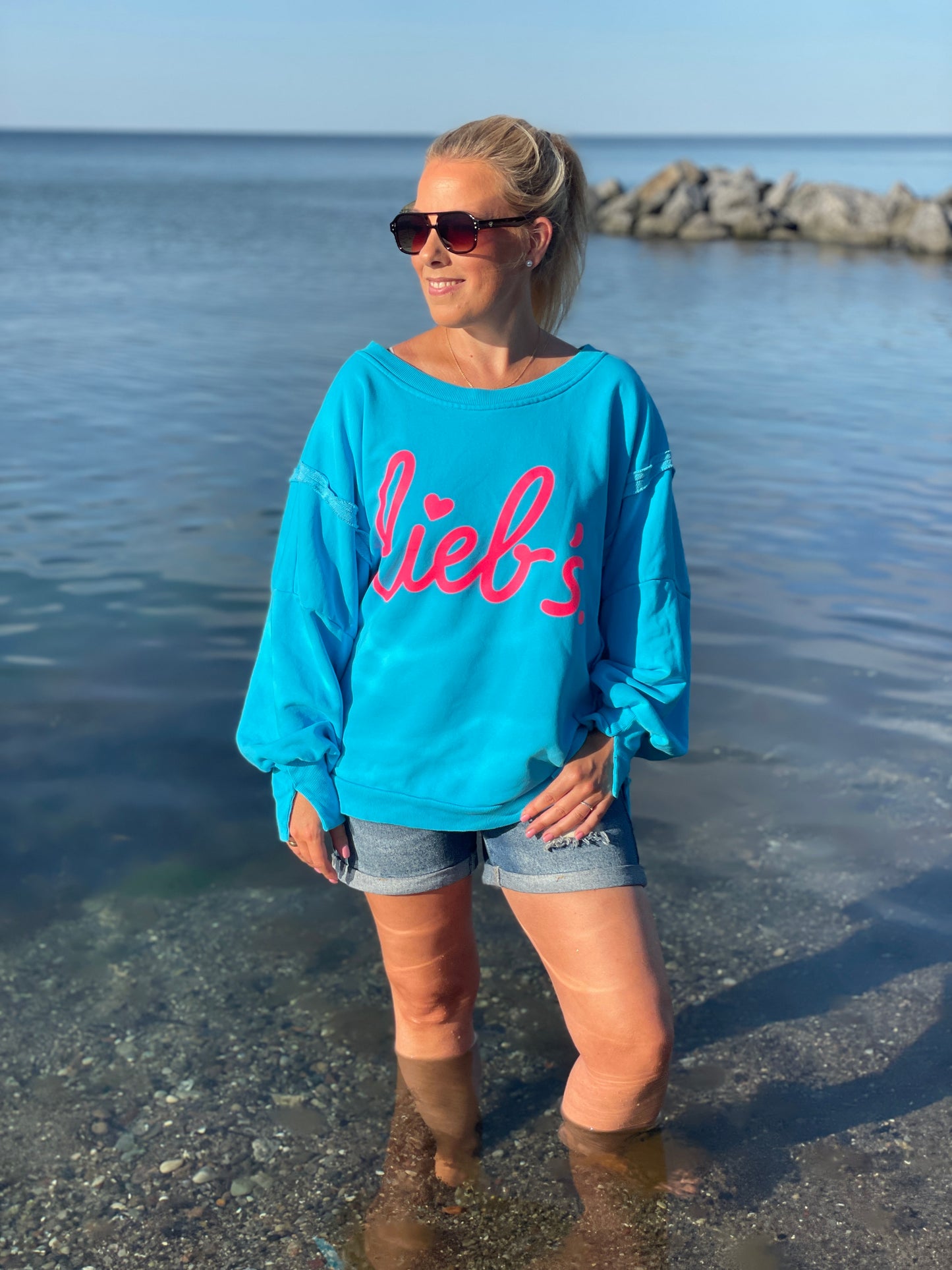 Cozy Oversize Sweatshirt "lieb´s" - Ocean Breeze