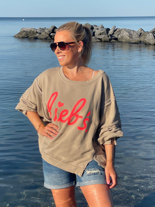 Cozy Oversize Sweatshirt "lieb´s" - Sand Dune