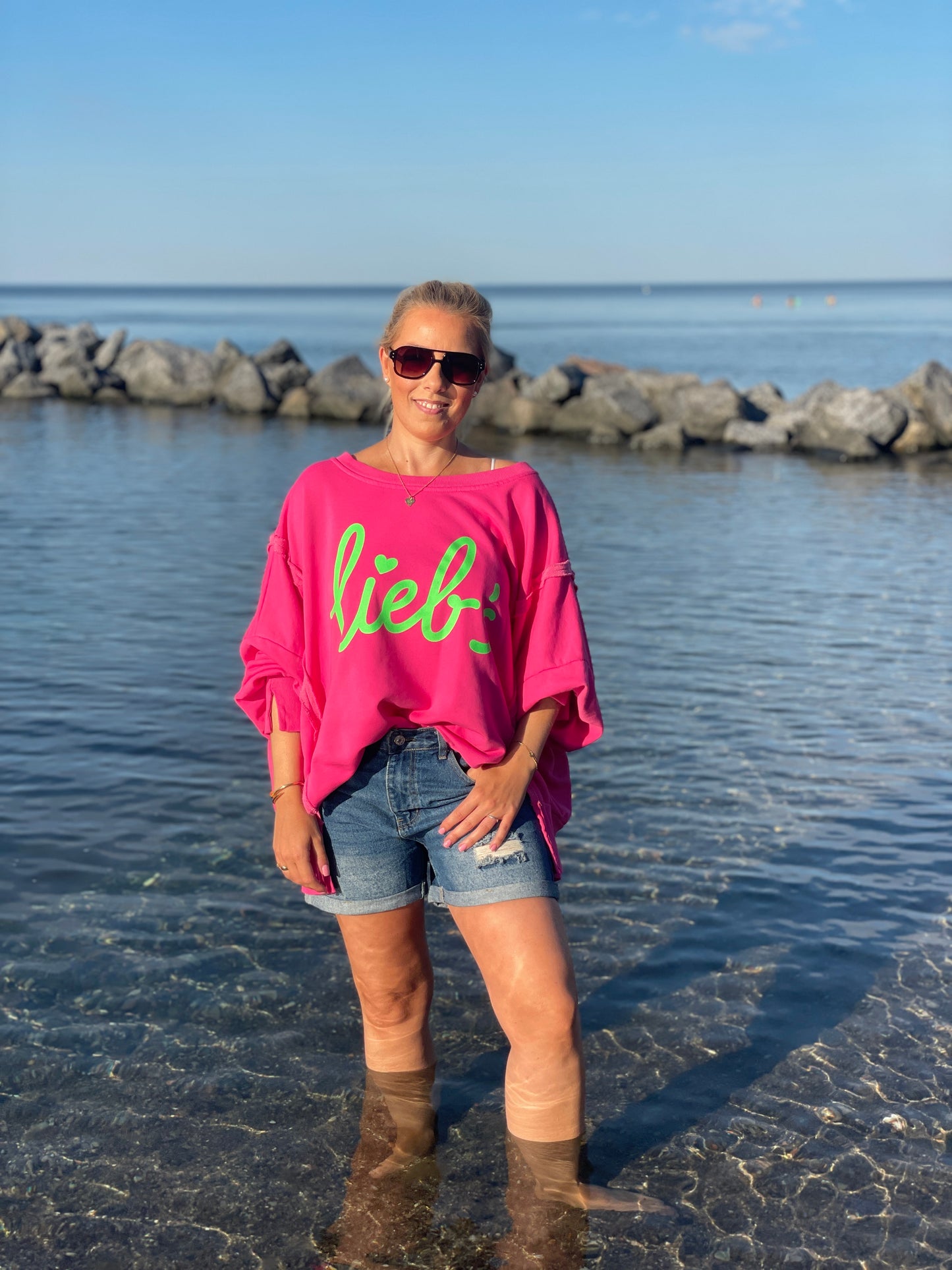 Cozy Oversize Sweatshirt "lieb´s" - Pink Paradise