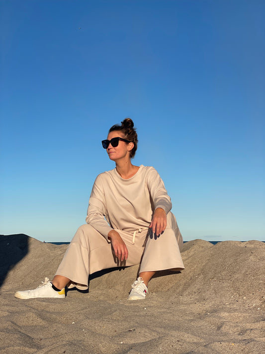 Cosy Zweiteiler aus Viskose beige