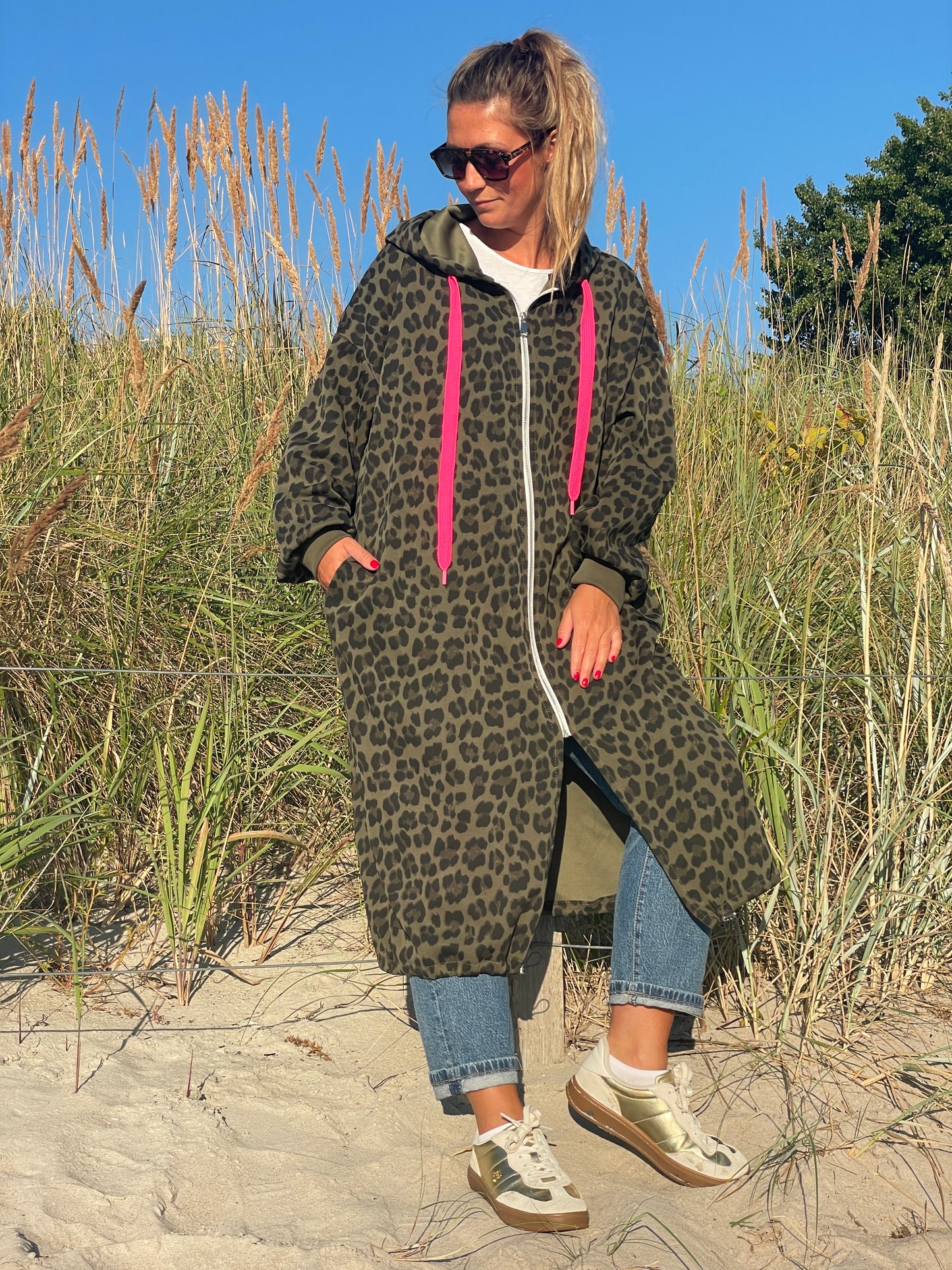 Leo Oversize-Sweatmantel mit Kapuze - Khaki