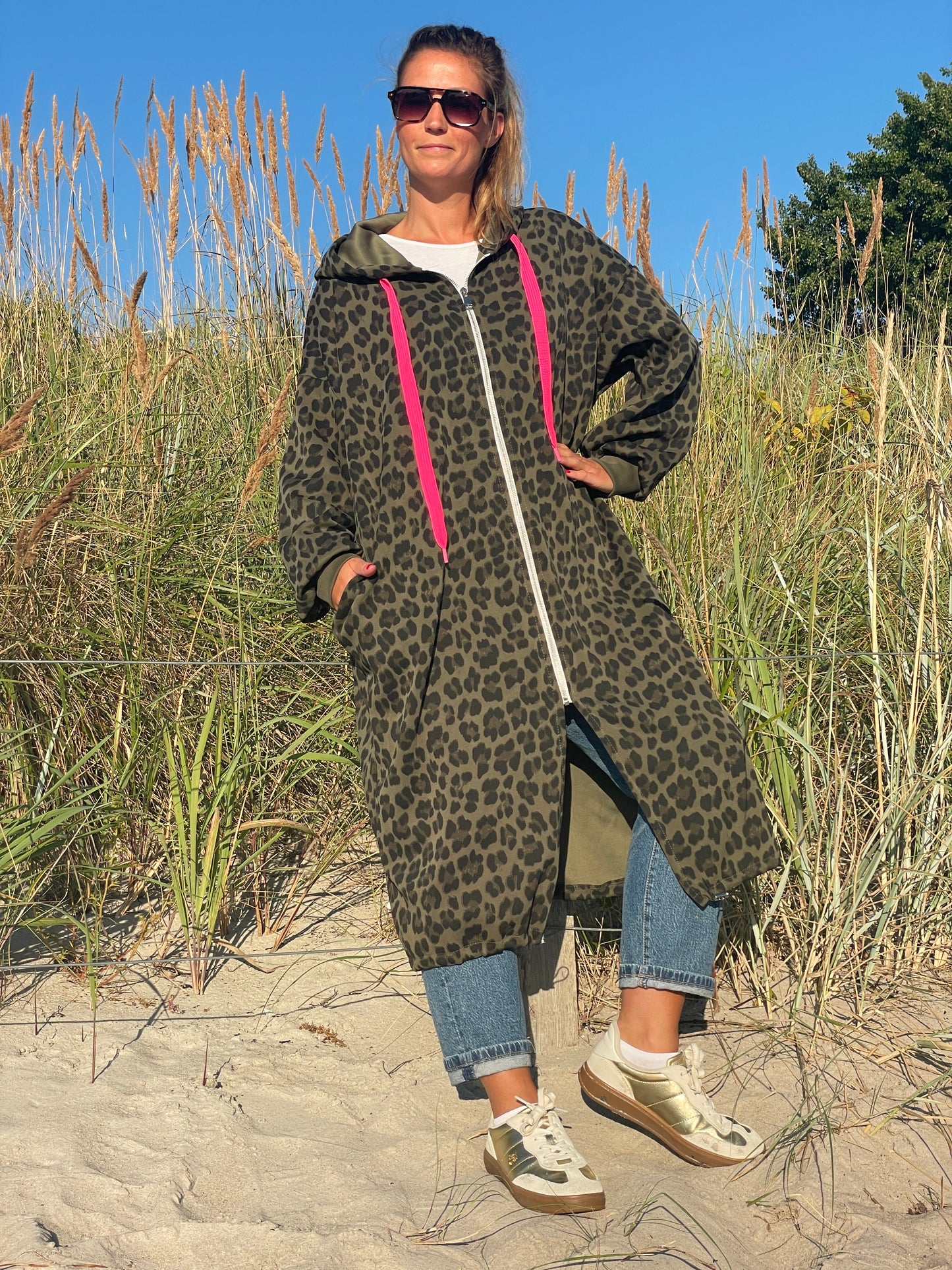 Leo Oversize-Sweatmantel mit Kapuze - Khaki