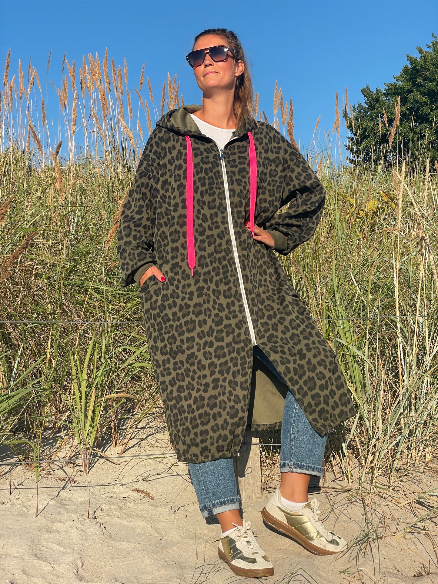 Leo Oversize-Sweatmantel mit Kapuze - Khaki