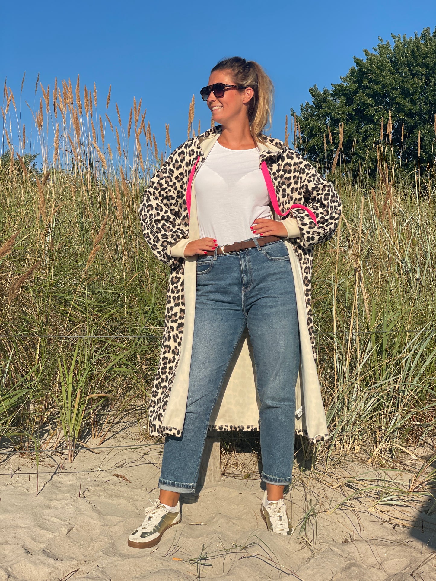 Leo Oversize-Sweatmantel mit Kapuze - Beige