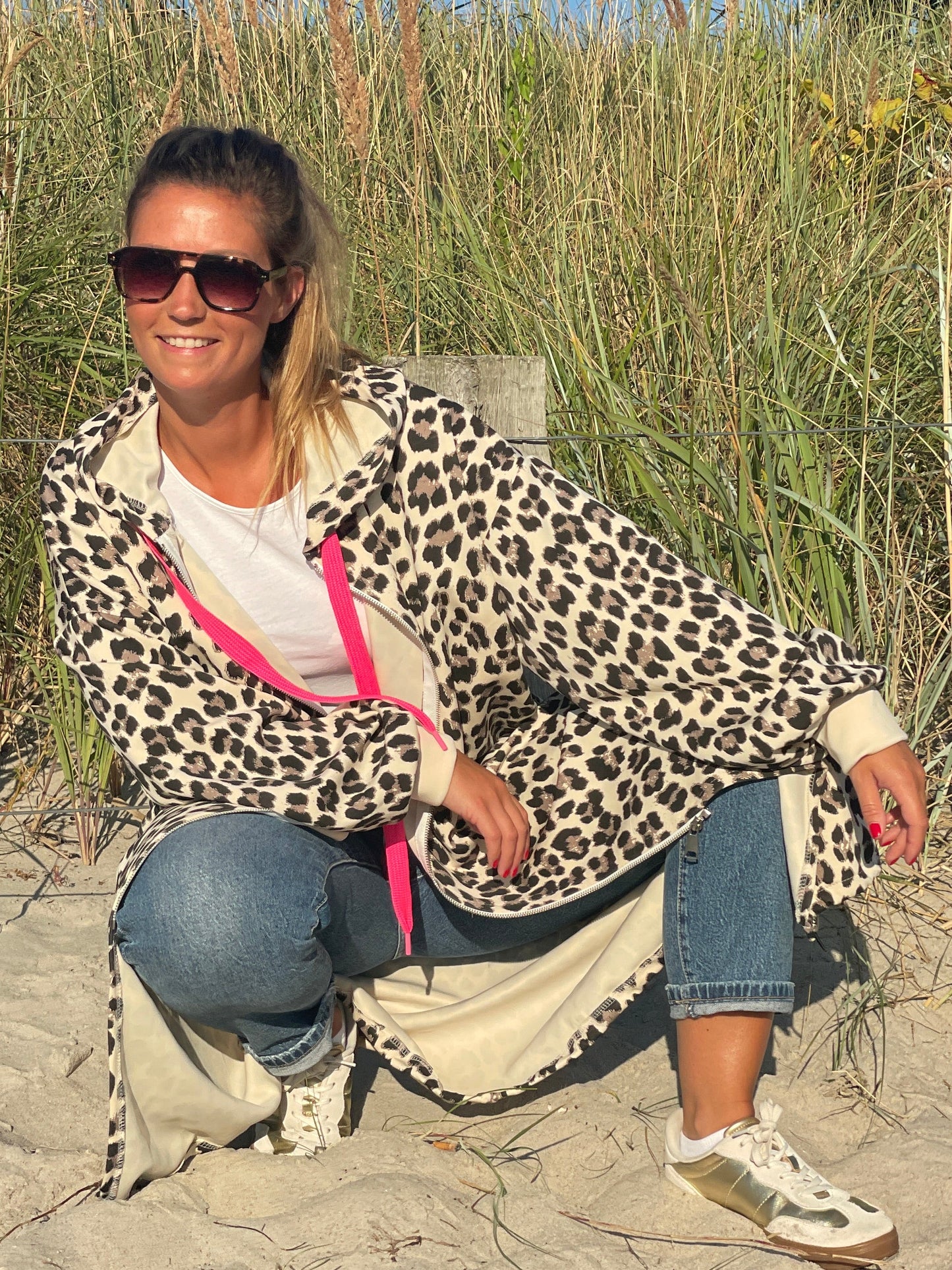 Leo Oversize-Sweatmantel mit Kapuze - Beige