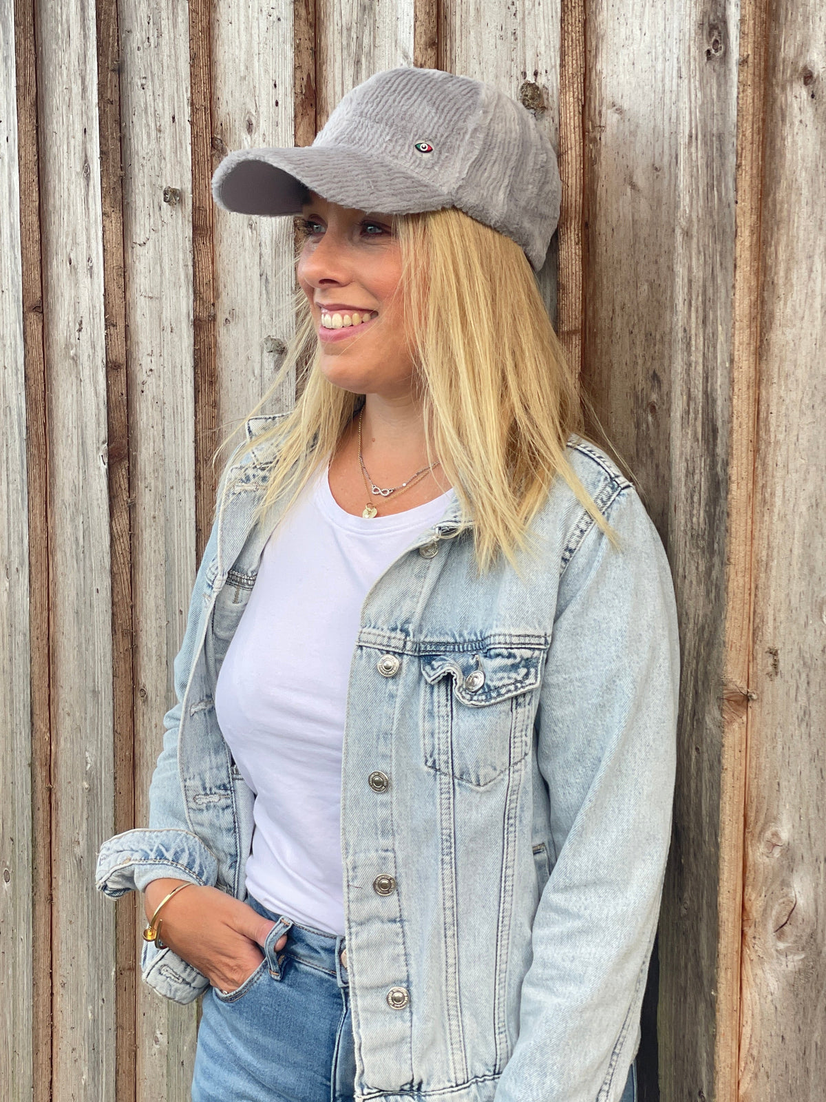 Soft Cap in Felloptik - grau