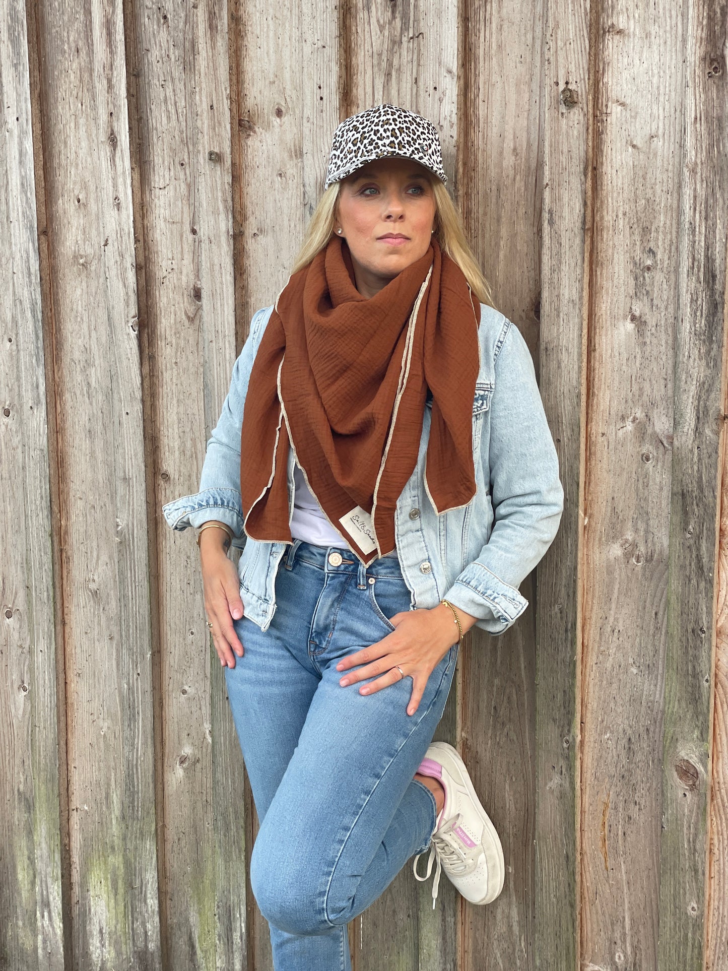 Musselin Tuch Damen l Braun