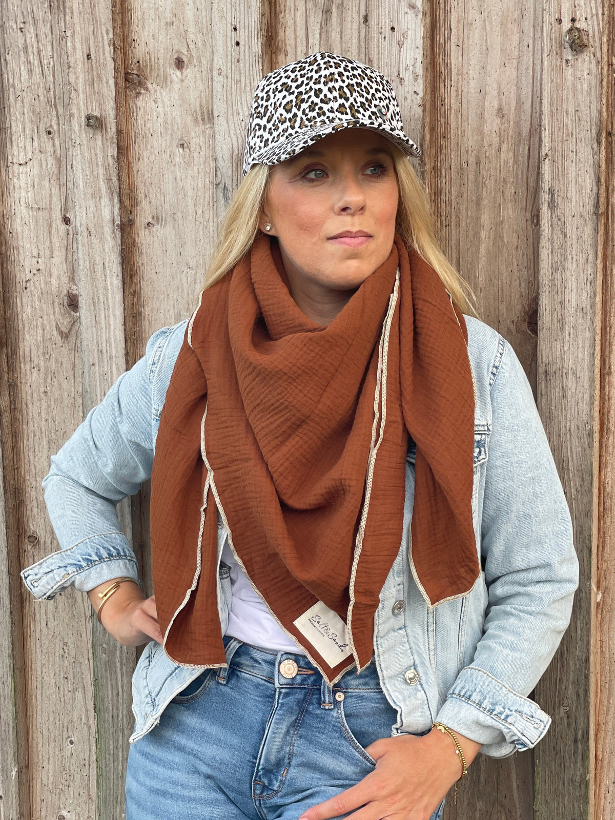 Musselin Tuch Damen l Braun