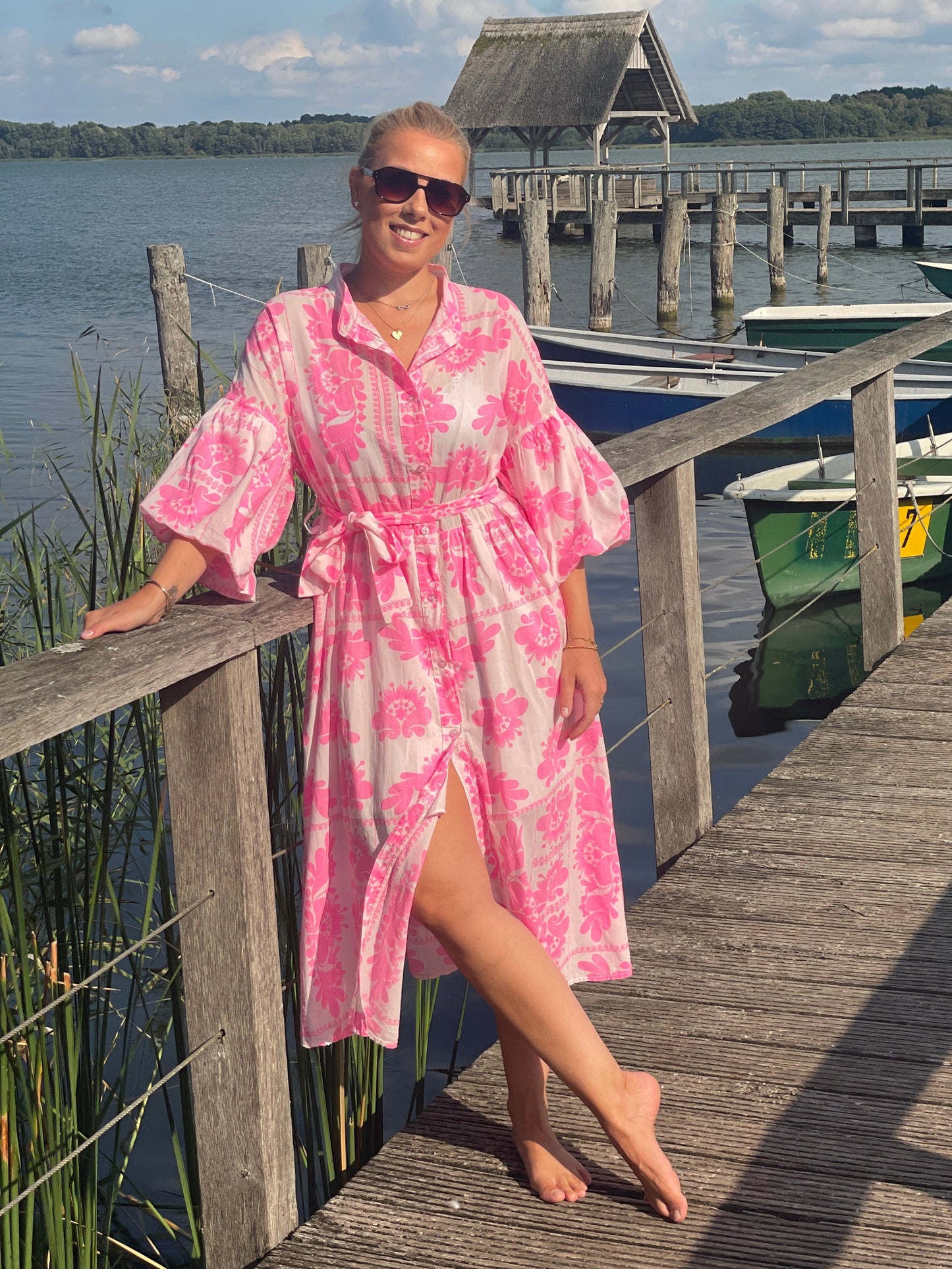 Boho Baumwollkleid „Ibiza“ – Pink