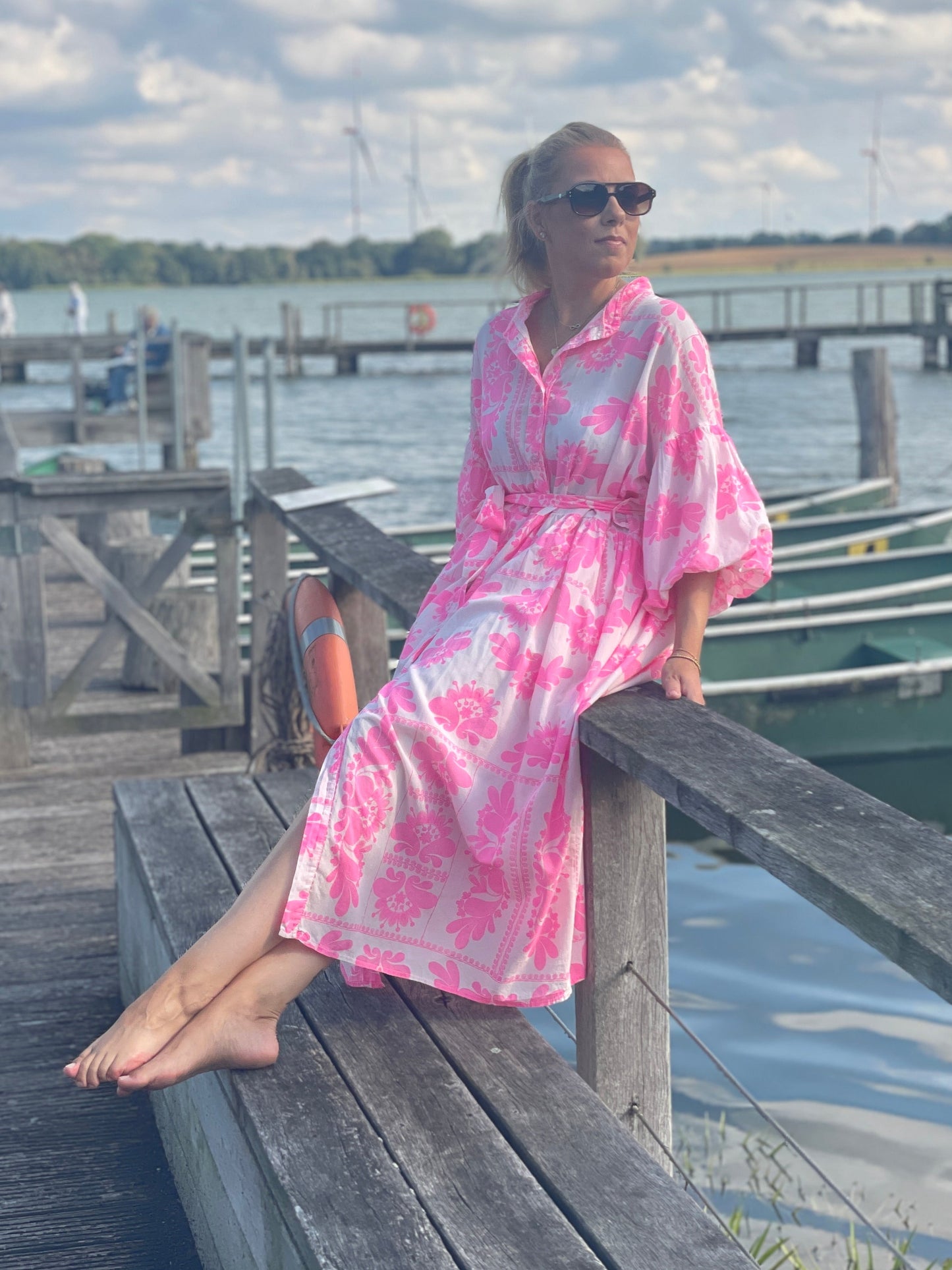 Boho Baumwollkleid „Ibiza“ – Pink