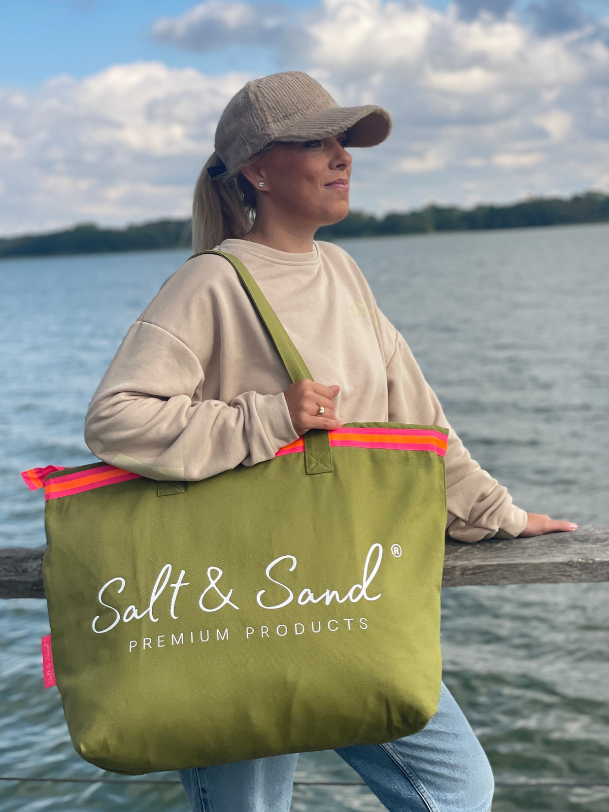 XL Canvas Shopper Strandtasche oliv Salt & Sand