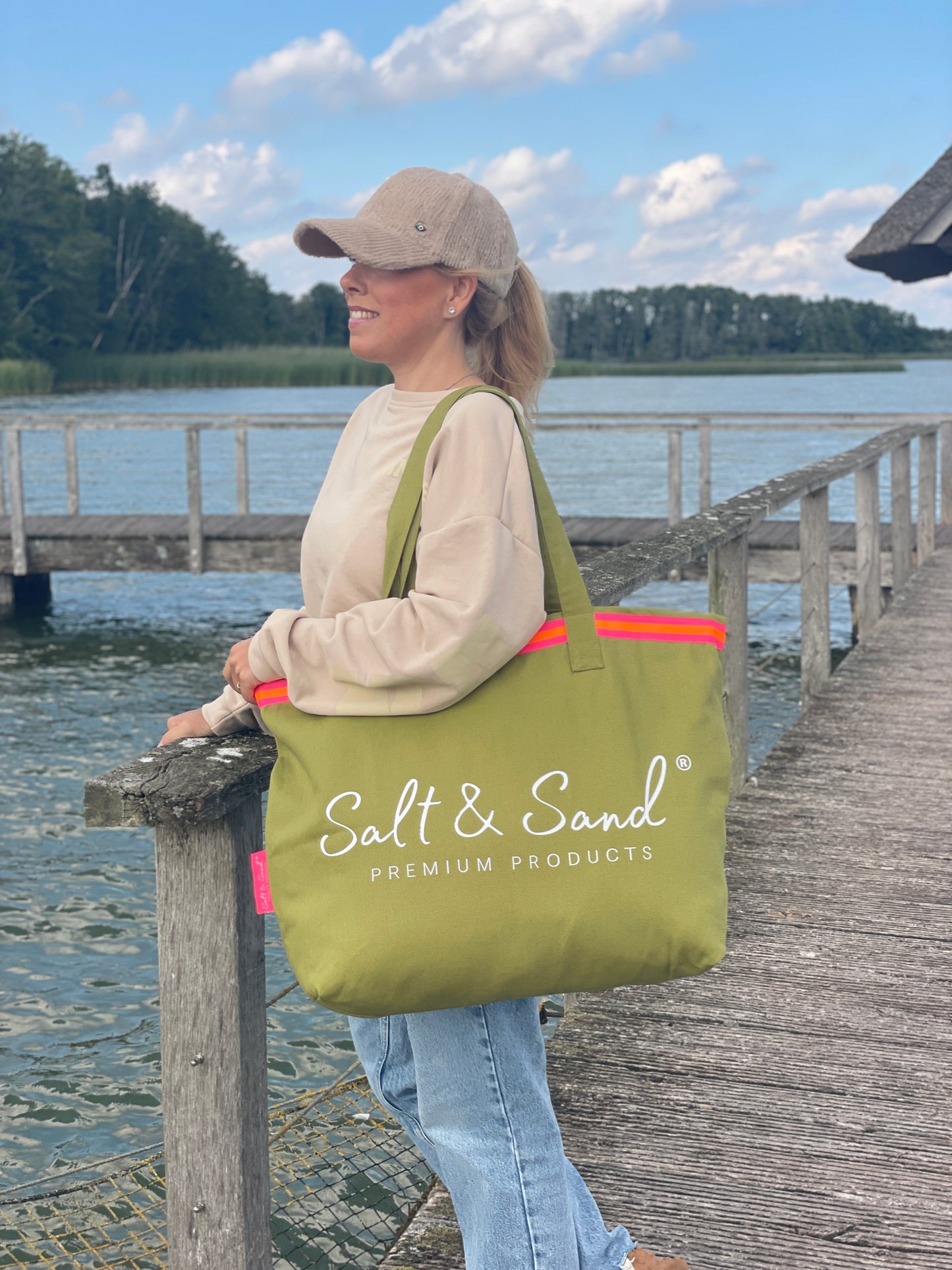 XL Canvas Shopper Strandtasche oliv Salt & Sand