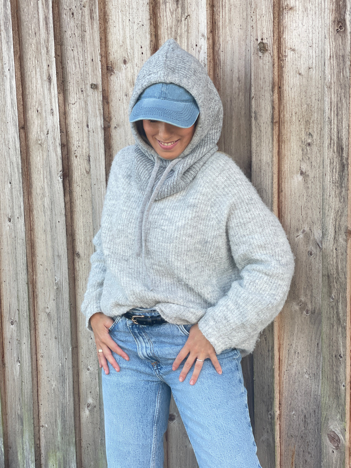 Balaclava Kapuzenmütze mit Schal – Grau
