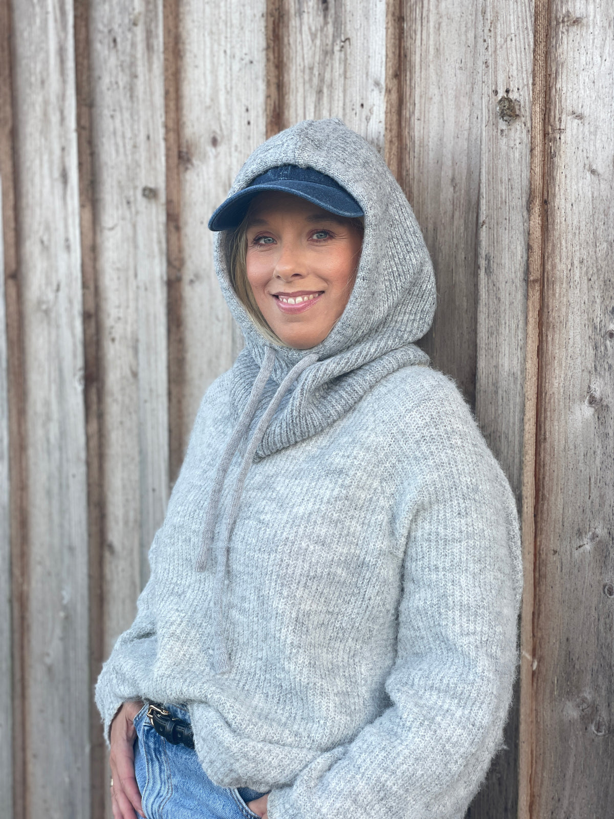 Balaclava Kapuzenmütze mit Schal – Grau