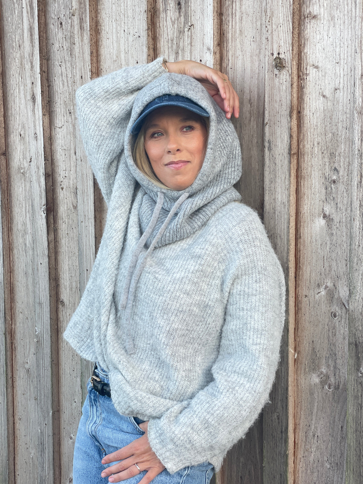 Balaclava Kapuzenmütze mit Schal – Grau
