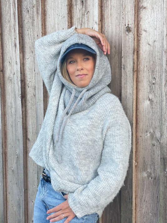 Balaclava Kapuzenmütze mit Schal – Grau