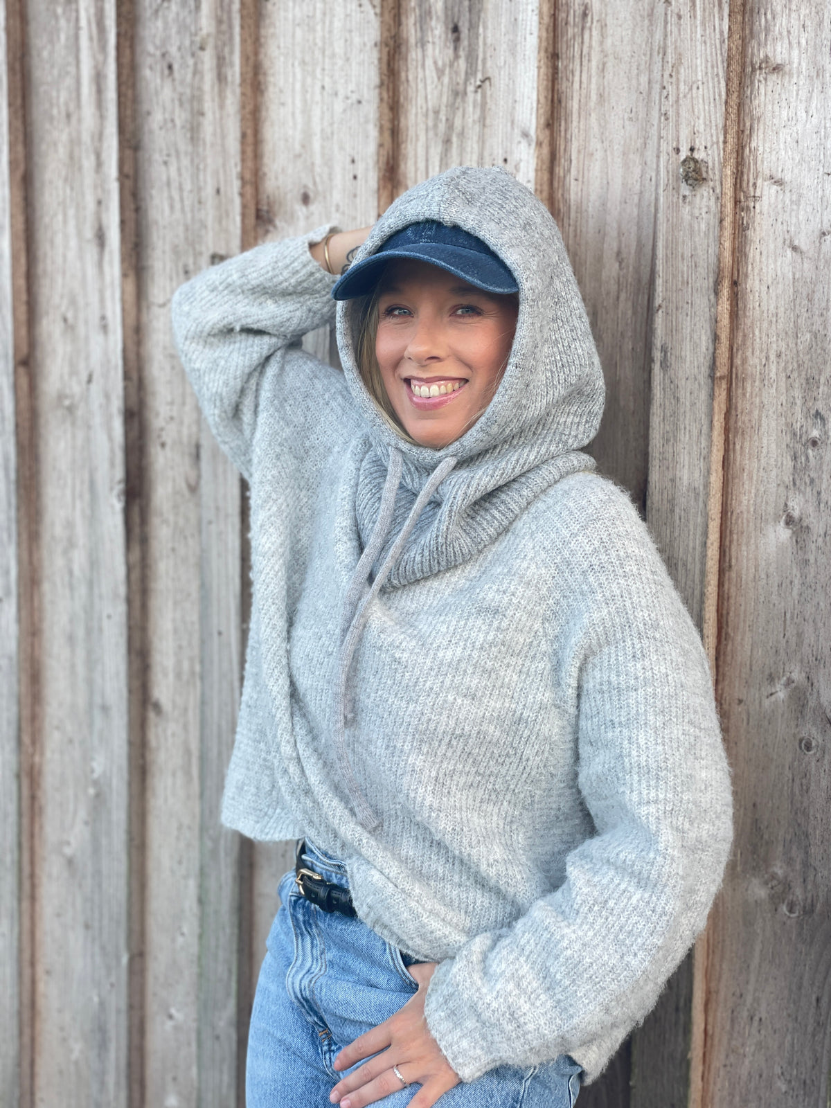 Balaclava Kapuzenmütze mit Schal – Grau