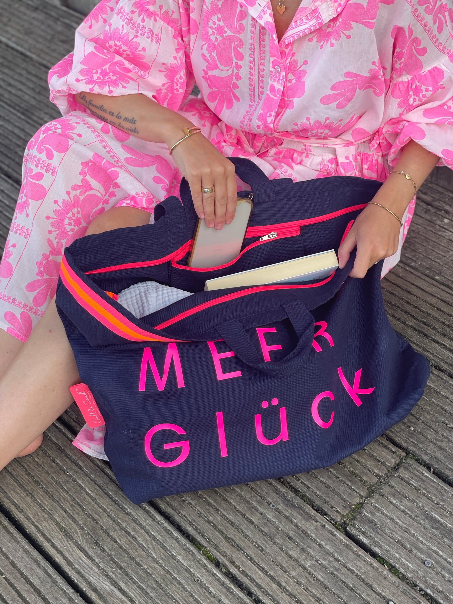 XL Canvas Rucksack Damen l blau MEER Glück