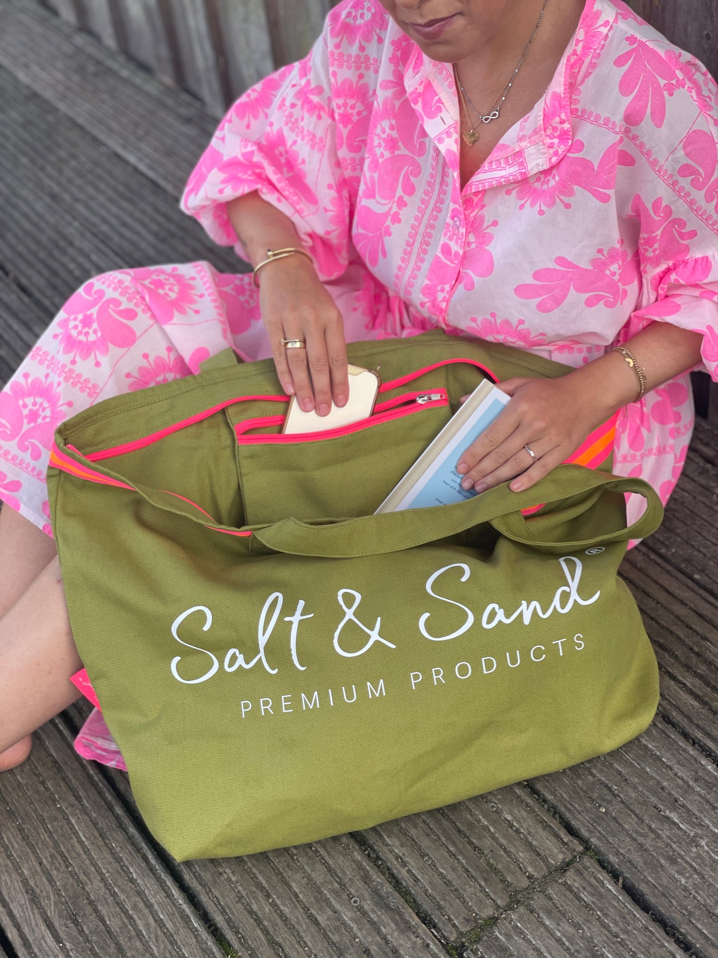 XL Canvas Shopper Strandtasche oliv Salt & Sand