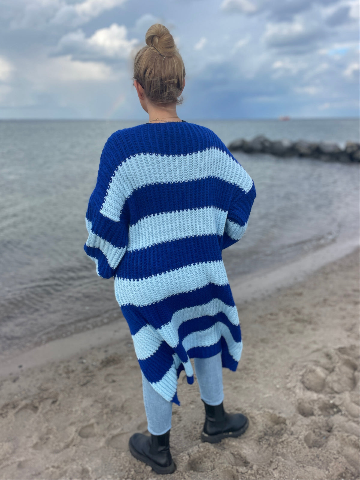 Oversize Strickmantel Blau