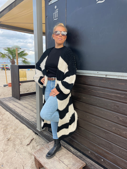 Oversize Strickmantel Schwarz