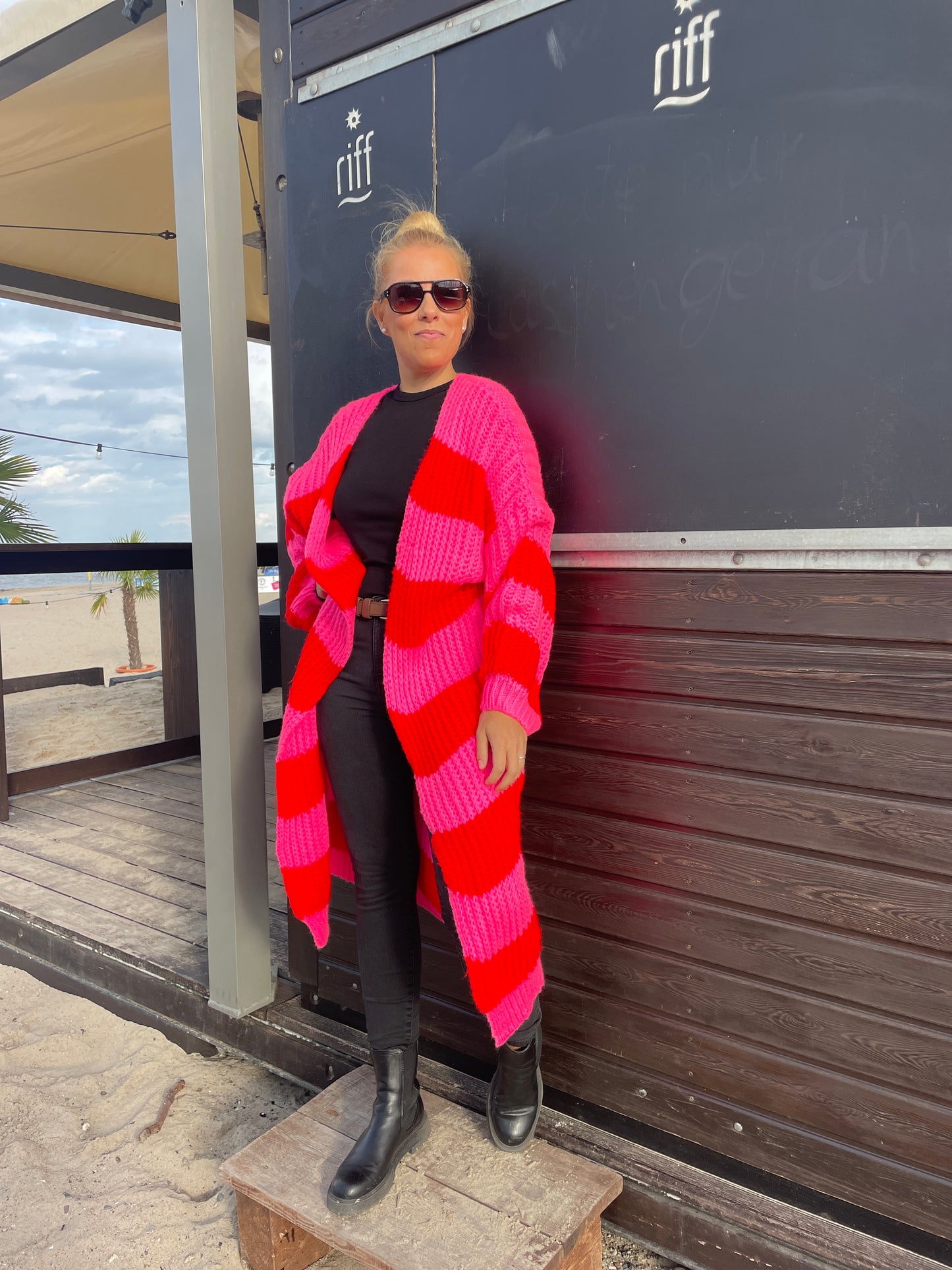 Oversize Strickmantel Pink Rosa