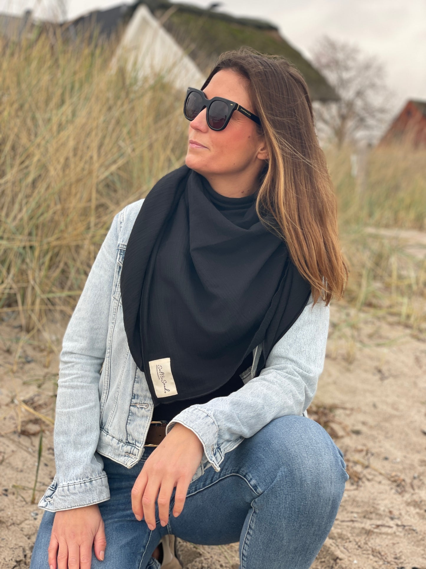 Musselin Tuch Damen l Schwarz