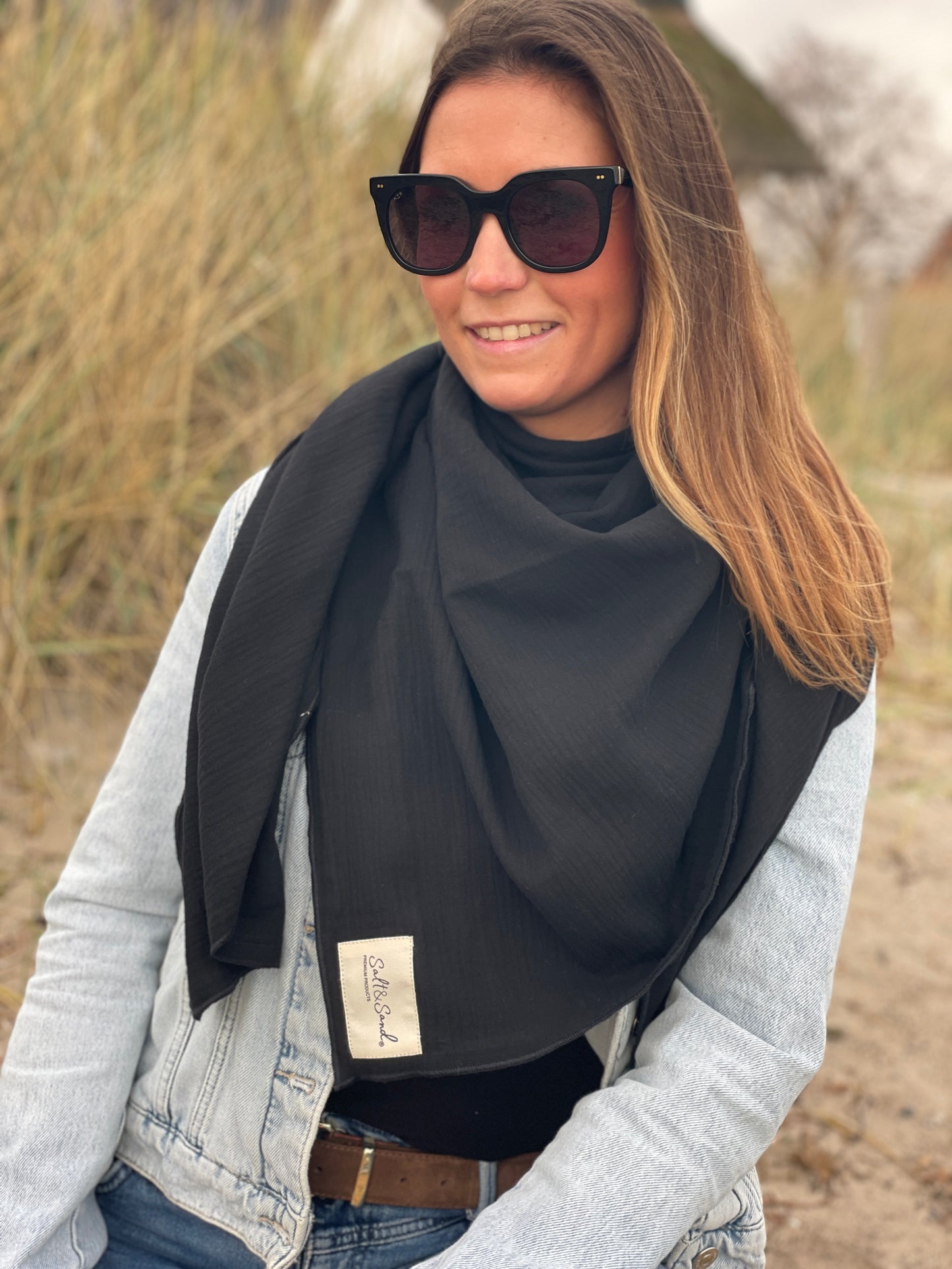 Musselin Tuch Damen l Schwarz