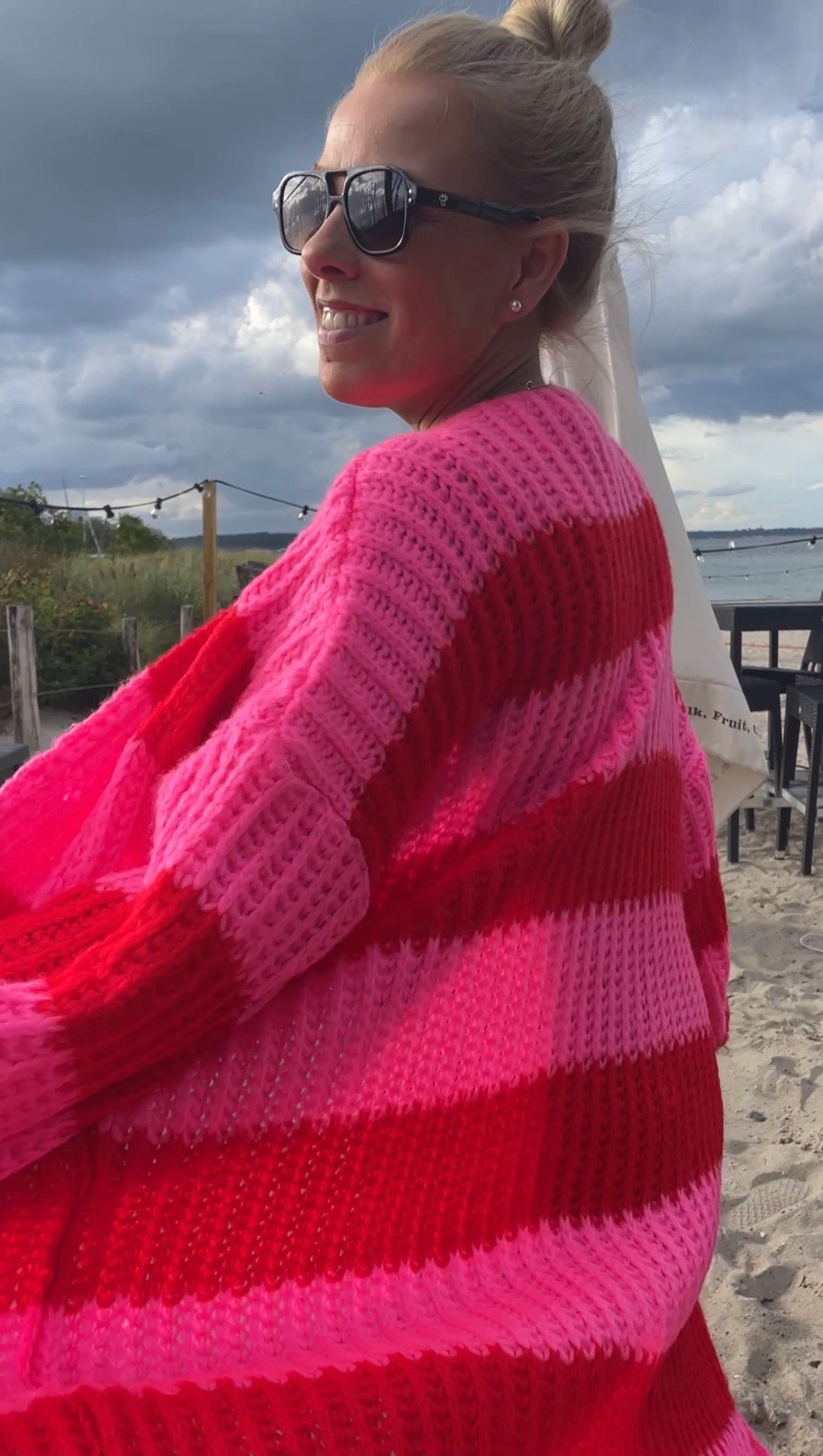 Oversize Strickmantel Pink Rosa