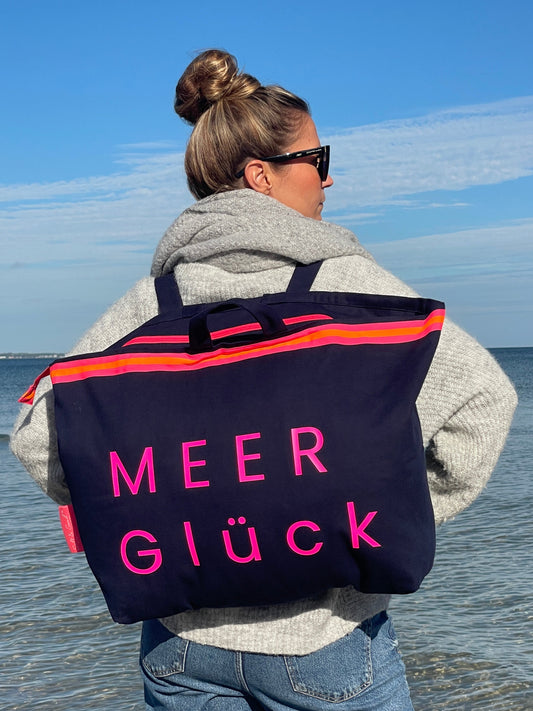 XL Canvas Rucksack Damen l blau MEER Glück