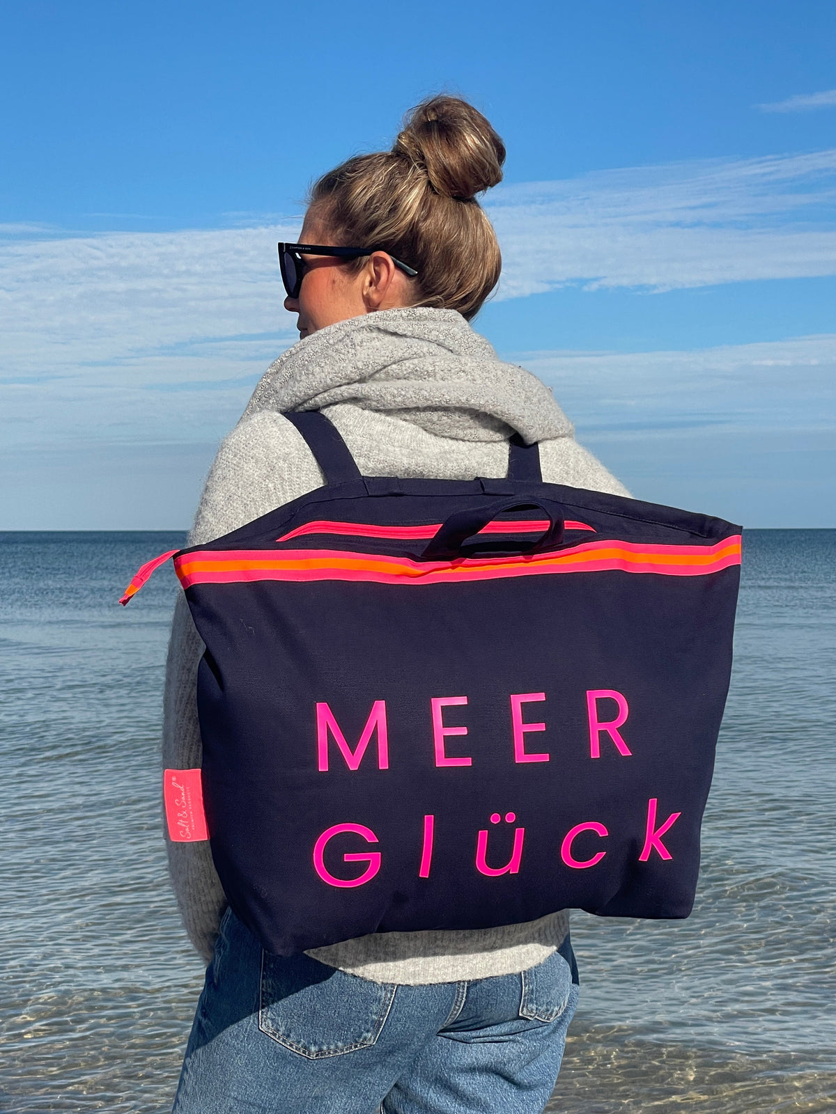 XL Canvas Rucksack Damen l blau MEER Glück
