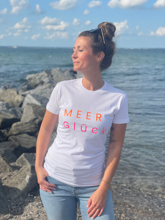 T-Shirt Damen MEER Glück weiss