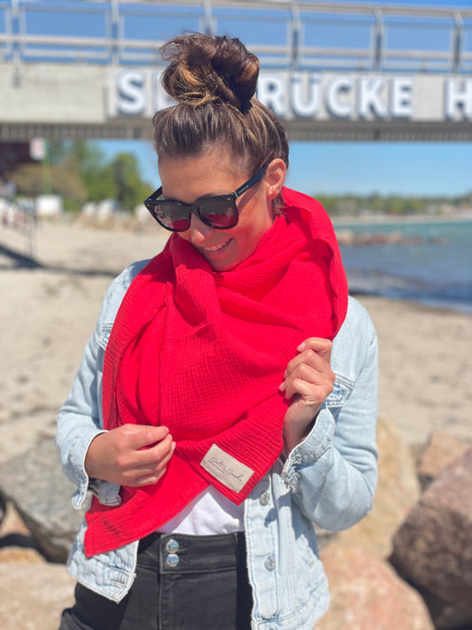 Musselin Tuch Damen l Rot