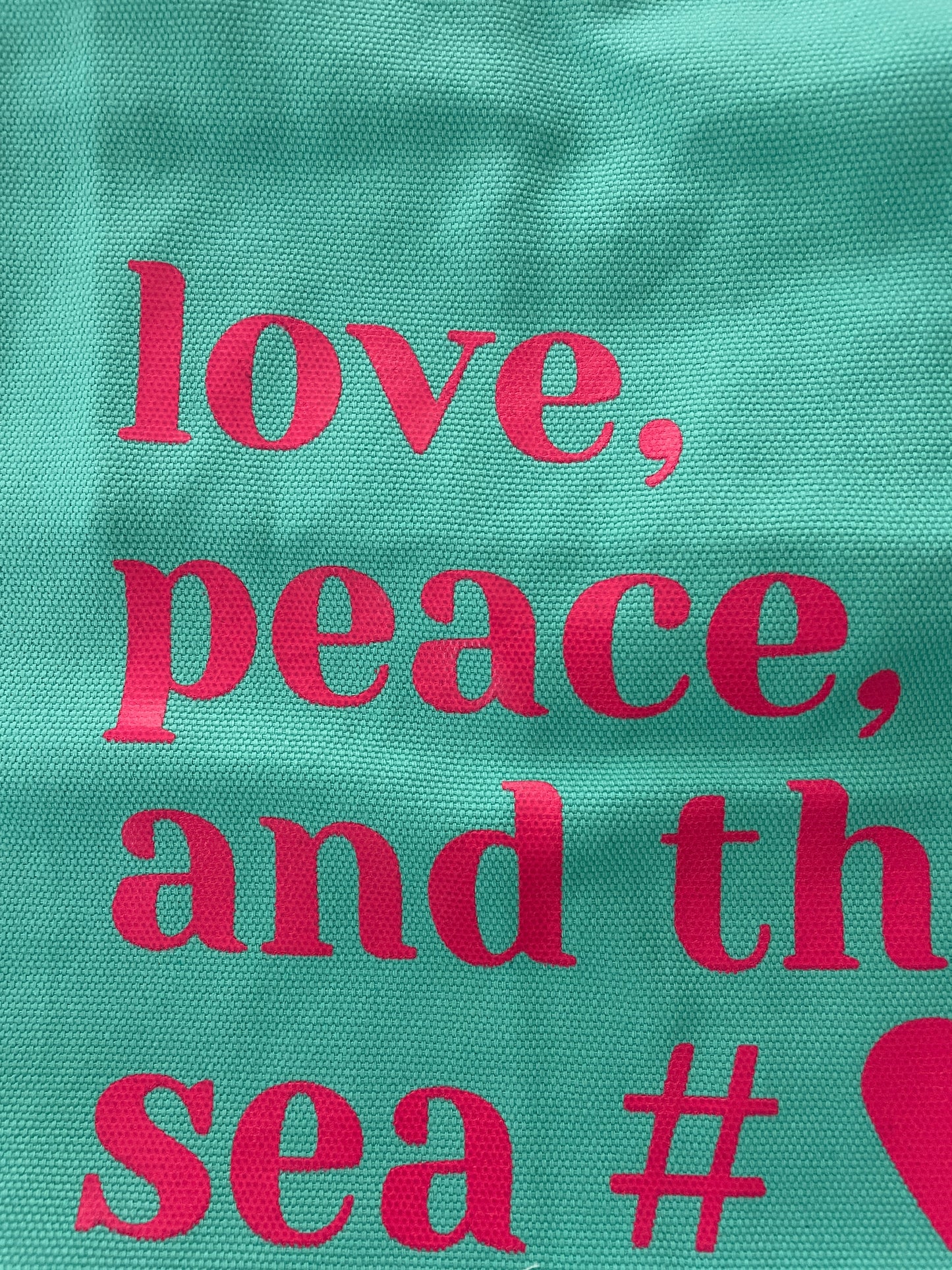 Canvas Shopper Tasche türkis Love Peace and the Sea / B-Ware
