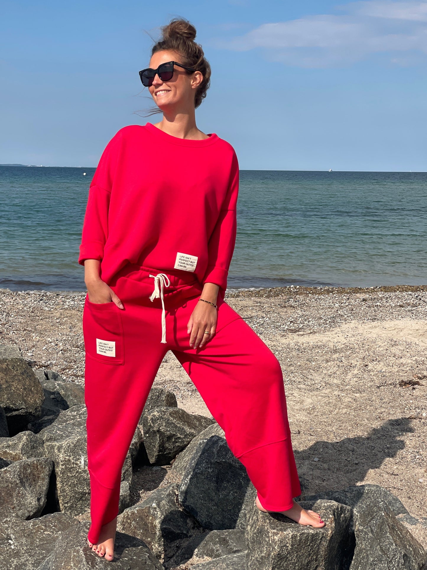Cosy Zweiteiler aus Viskose rot