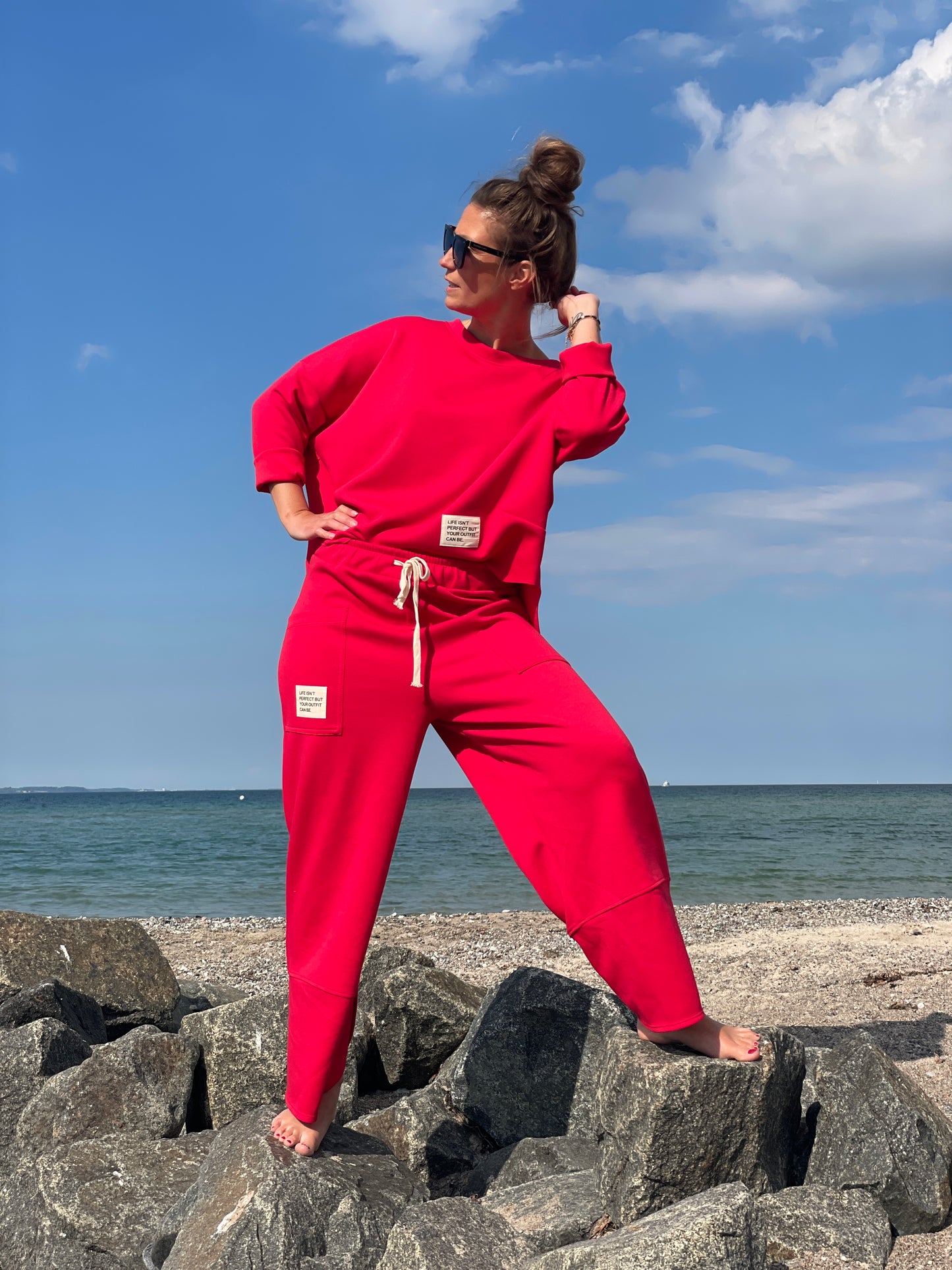 Cosy Zweiteiler aus Viskose rot