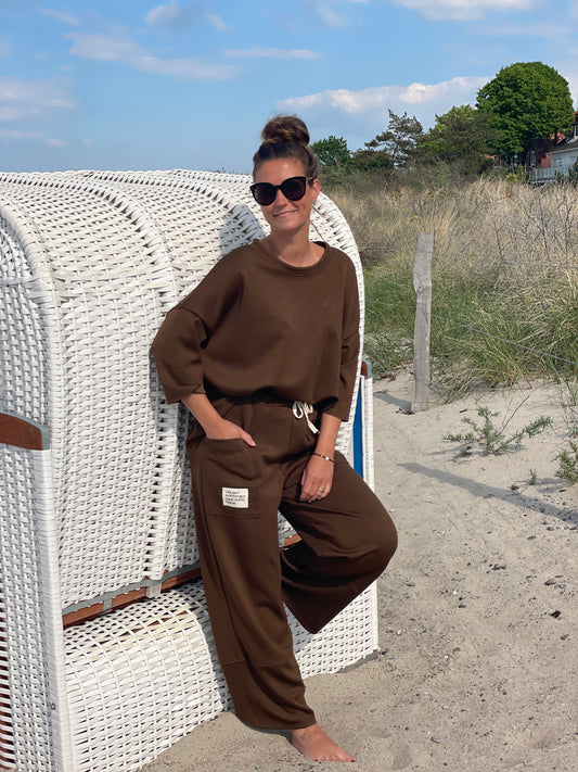 Cosy Zweiteiler aus Viskose mokka