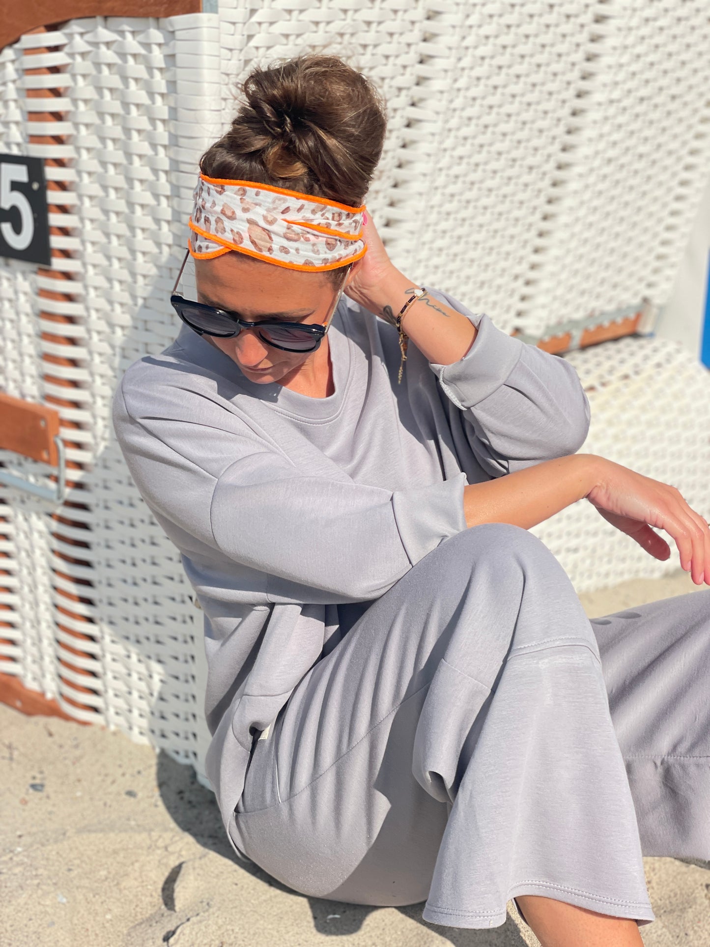 Musselin Haarband Leo mit neon orange