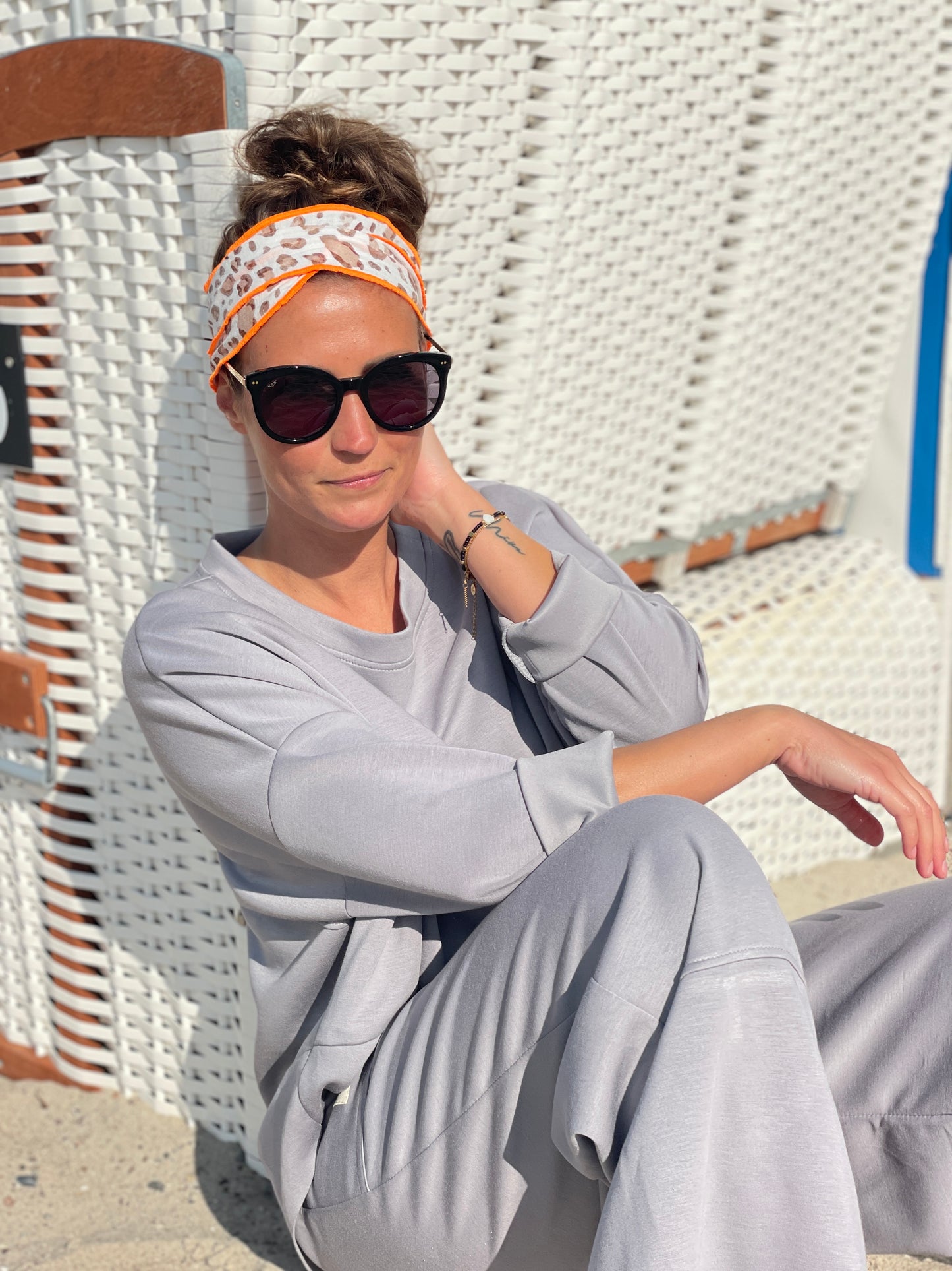 Musselin Haarband Leo mit neon orange